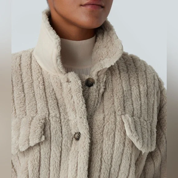 HALARA Women’s Long Sleeve Casual Sherpa Jacket in Cream NWT - Size Large - Picture 4 of 15